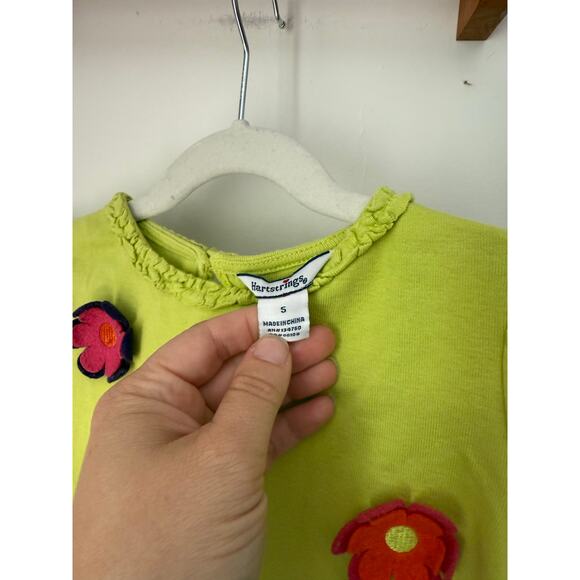 vintage Hartstrings lime green top with flowers - size 5 - Picture 5 of 5